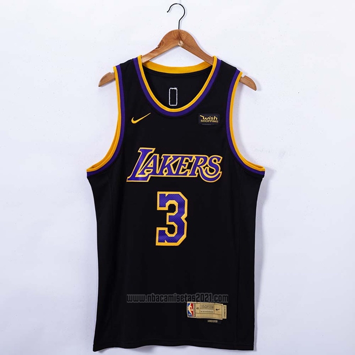 Camiseta Los Angeles Lakers Anthony Davis #3 Earned 2020-21 Negro